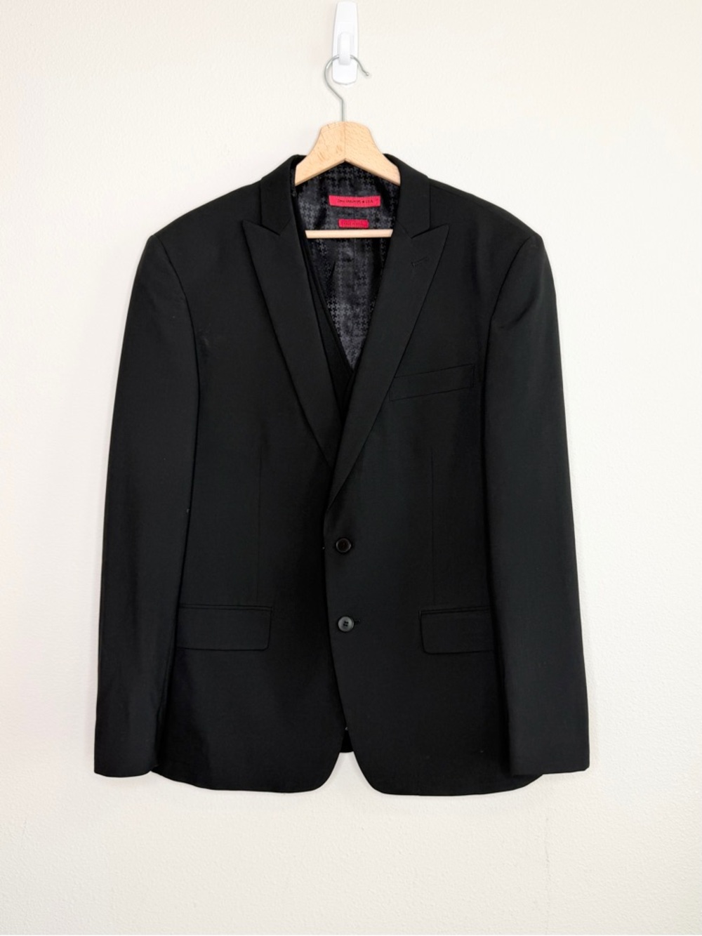 John Varvatos Star USA Black Blazer & Vest Set 42R/Medium Formal Wedding Jacket